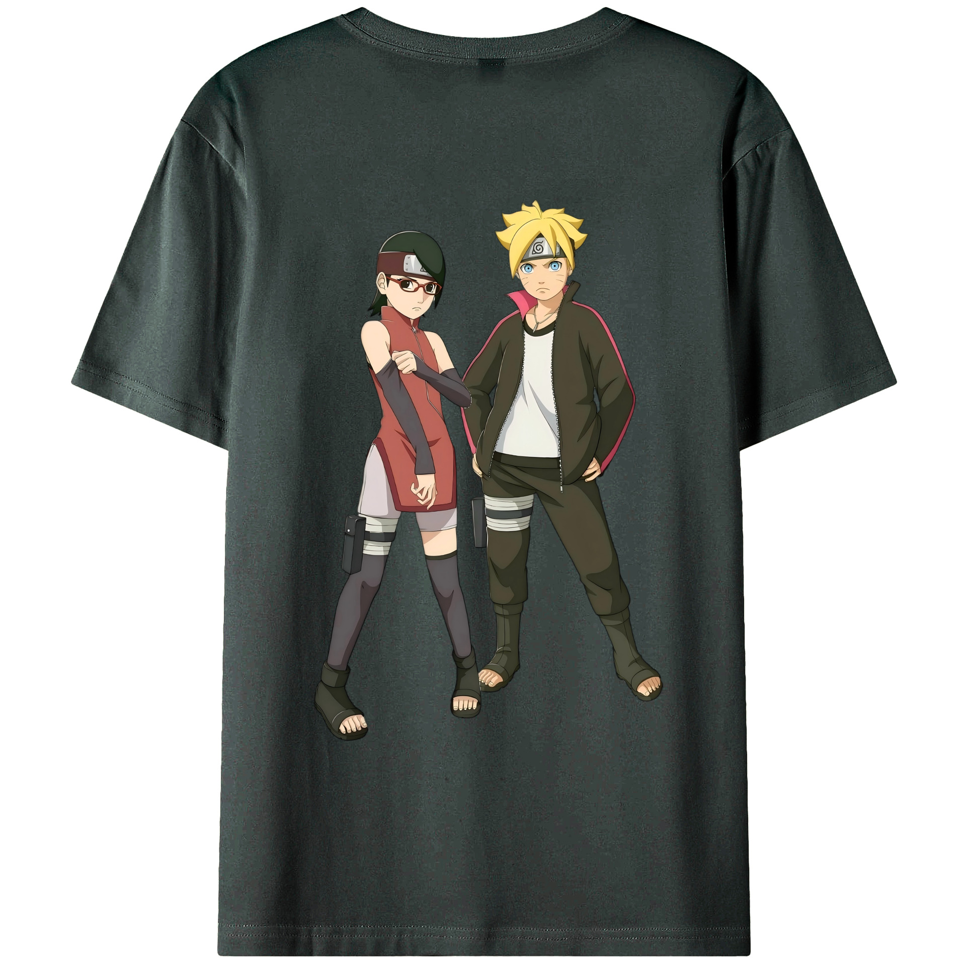 （画像用） NARUTO -ナルト- うずまき ボルト Uzumaki Boruto 綿100％ メンズ半袖Tシャツ（バックプリント） 通気性